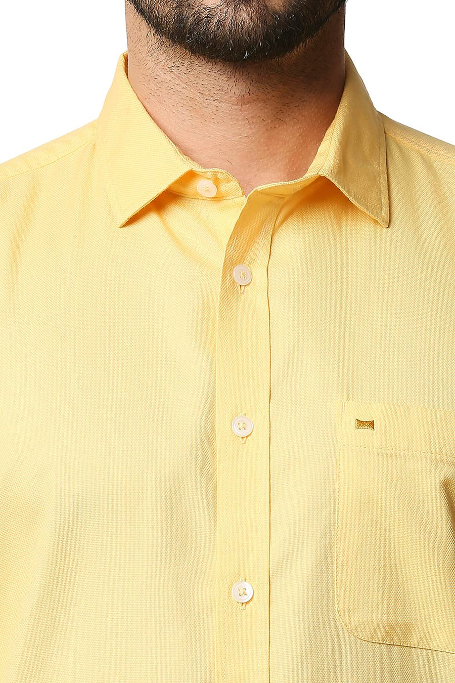 BASICS SLIM FIT SAMOAN YELLOW DOBBY SHIRT