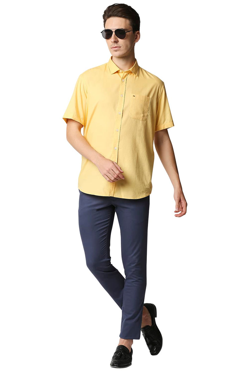 BASICS SLIM FIT DOBBY HALFSLEEVES SHIRT