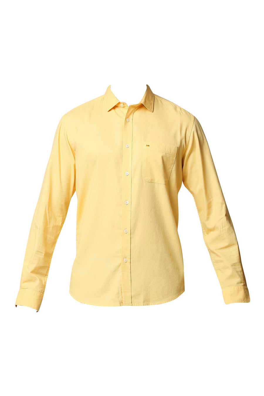 BASICS SLIM FIT SAMOAN YELLOW DOBBY SHIRT
