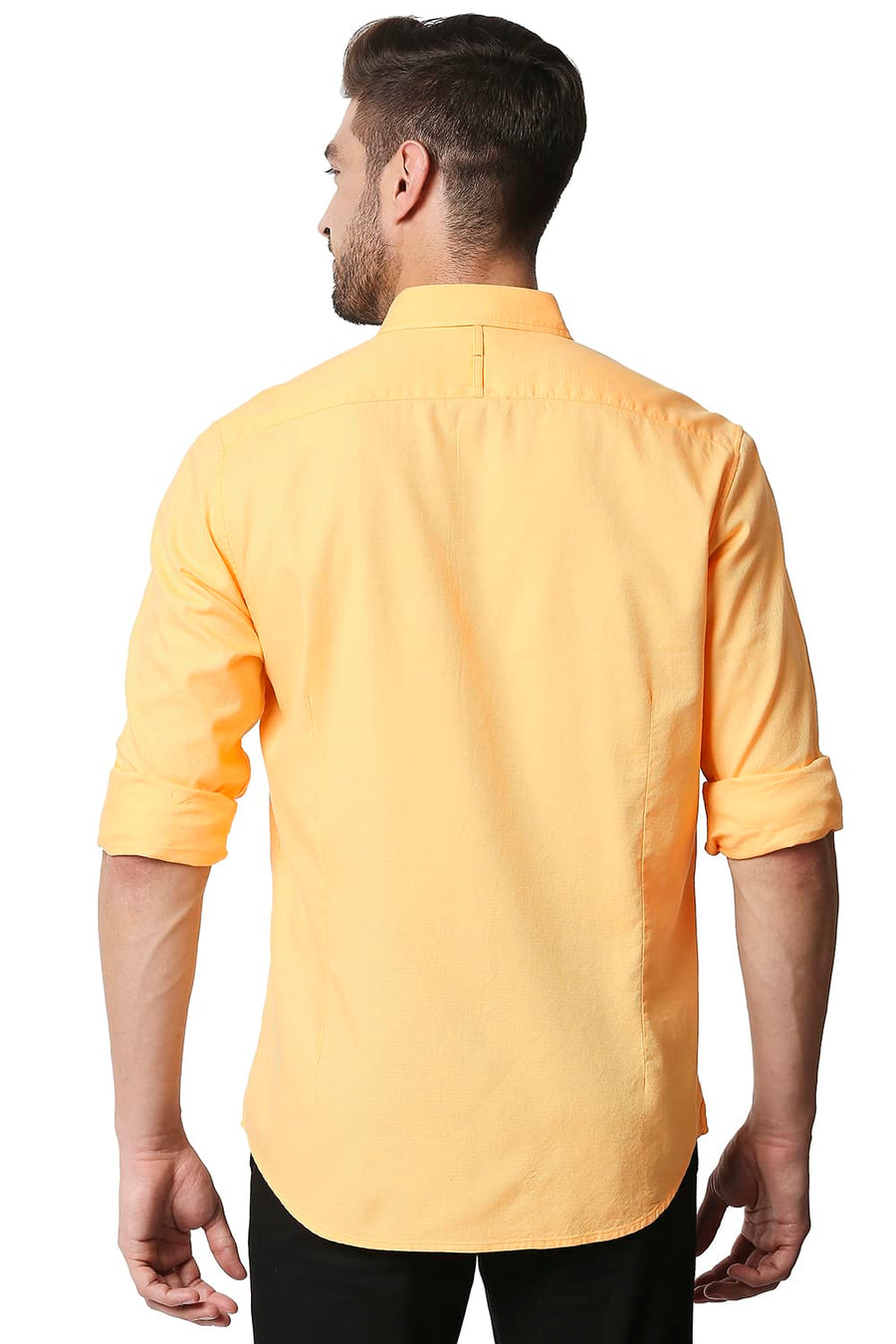 BASICS SLIM FIT KUMQUAT ORANGE DOBBY SHIRT