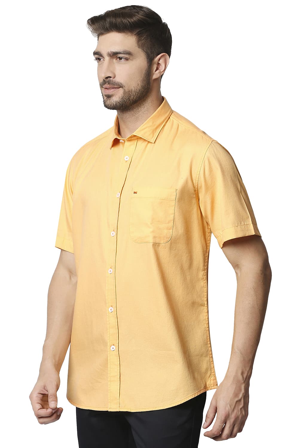 BASICS SLIM FIT DOBBY HALFSLEEVES SHIRT