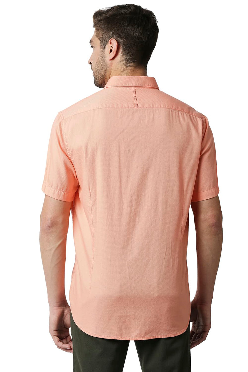 BASICS SLIM FIT DOBBY HALFSLEEVES SHIRT