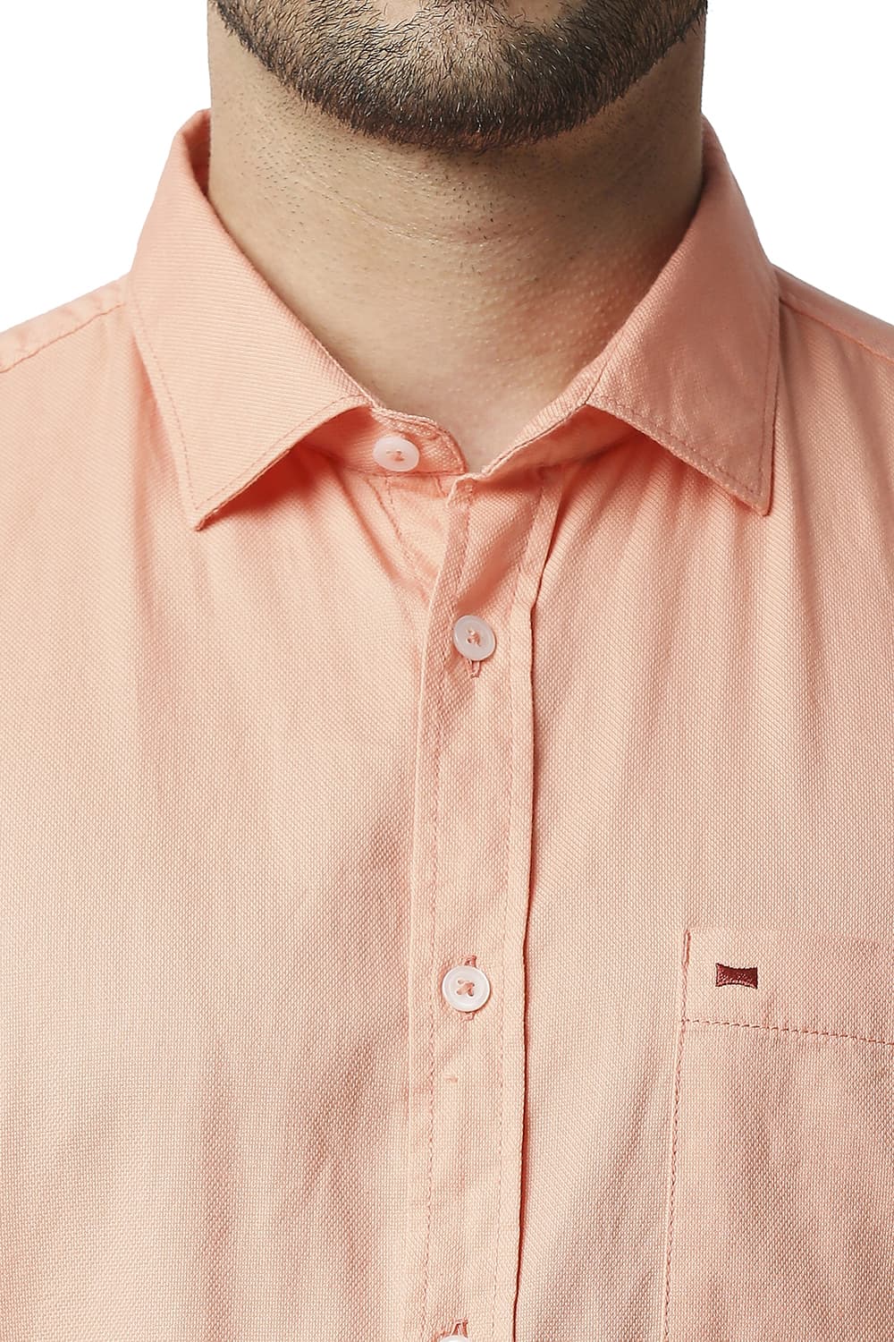 BASICS SLIM FIT DOBBY HALFSLEEVES SHIRT