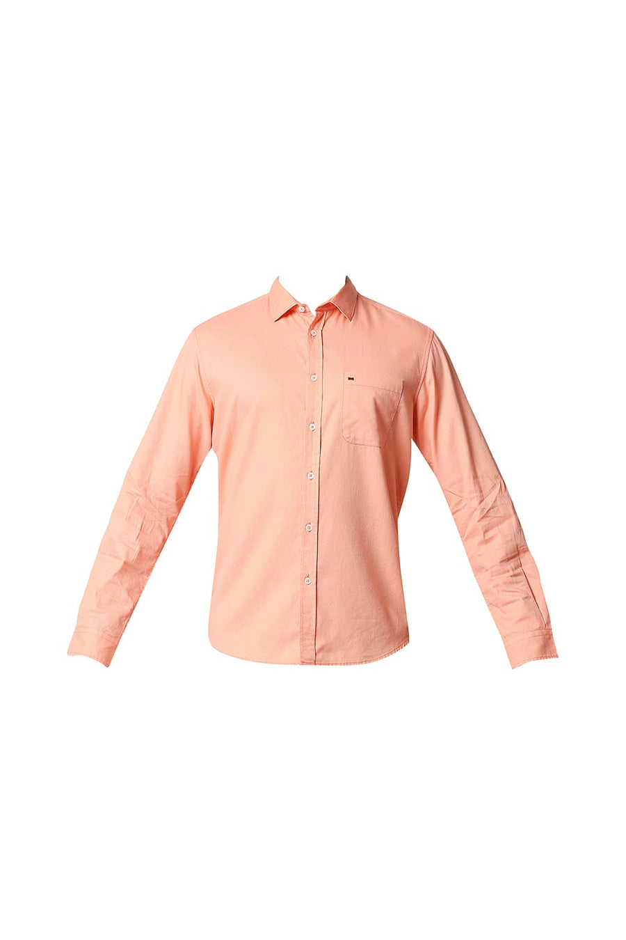 BASICS SLIM FIT FRESH SALMON ORANGE DOBBY SHIRT