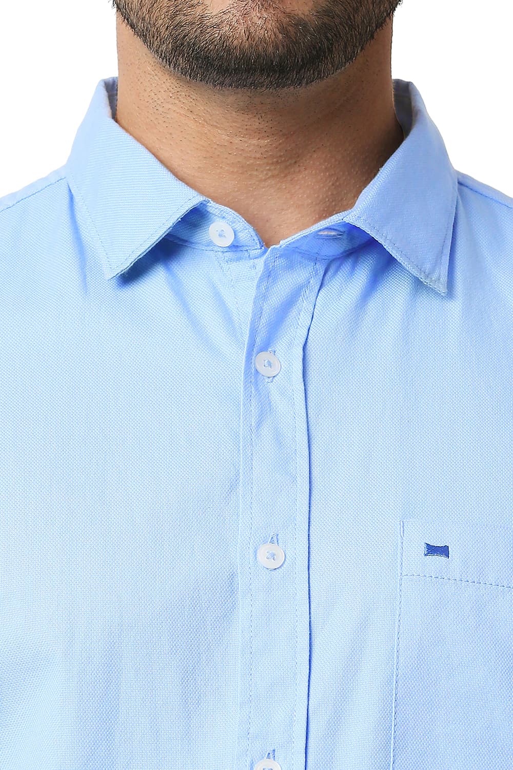 BASICS SLIM FIT DOBBY HALFSLEEVES SHIRT