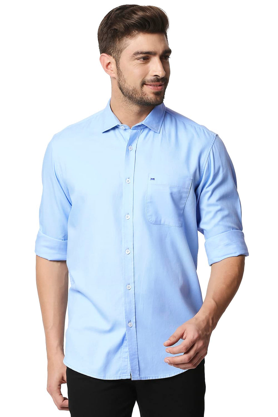 BASICS SLIM FIT AIRY BLUE DOBBY SHIRT