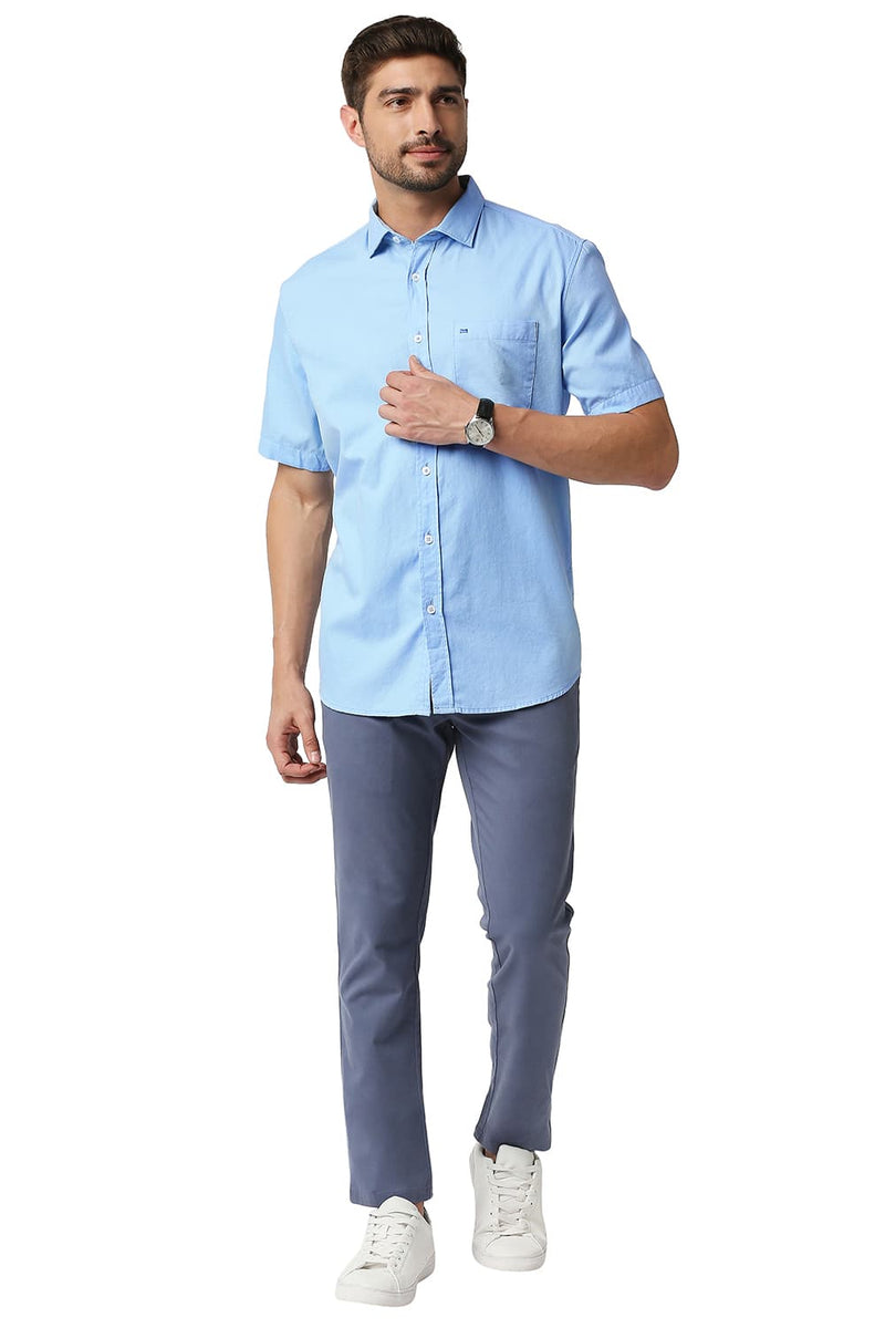 BASICS SLIM FIT DOBBY HALFSLEEVES SHIRT