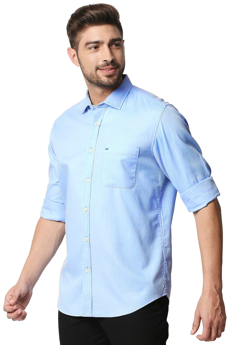 BASICS SLIM FIT AIRY BLUE DOBBY SHIRT