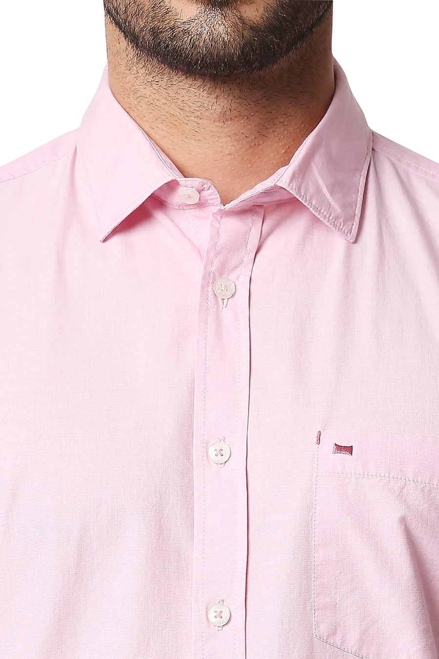 BASICS SLIM FIT PINK BALLERINA FIL-A-FIL SHIRT