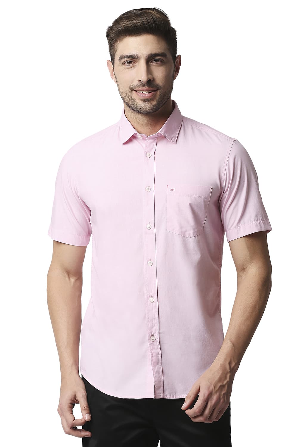 BASICS SLIM FIT FIL-A-FIL HALFSLEEVES SHIRT