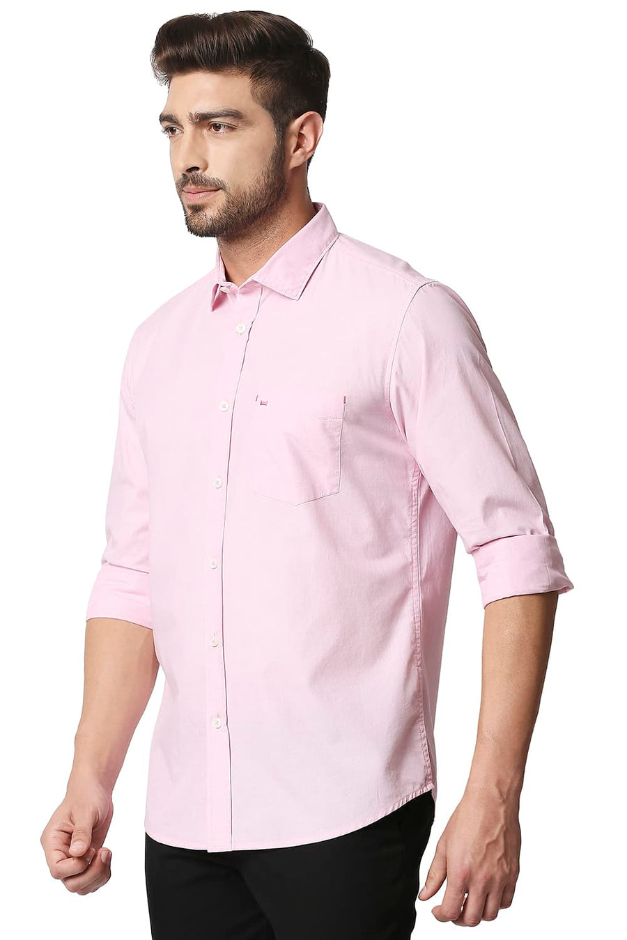 BASICS SLIM FIT PINK BALLERINA FIL-A-FIL SHIRT