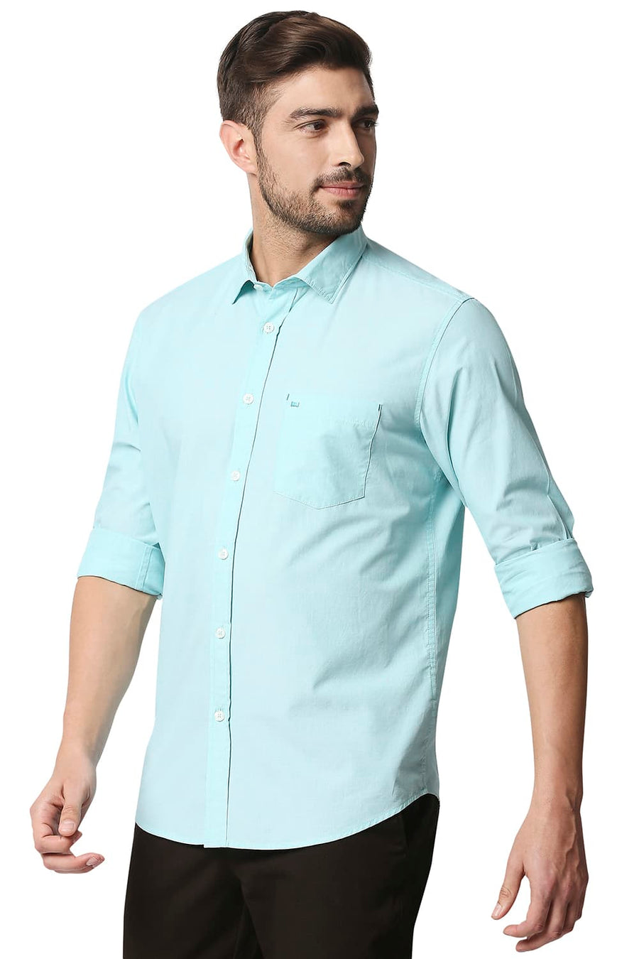 BASICS SLIM FIT ARUBA GREEN FIL-A-FIL SHIRT