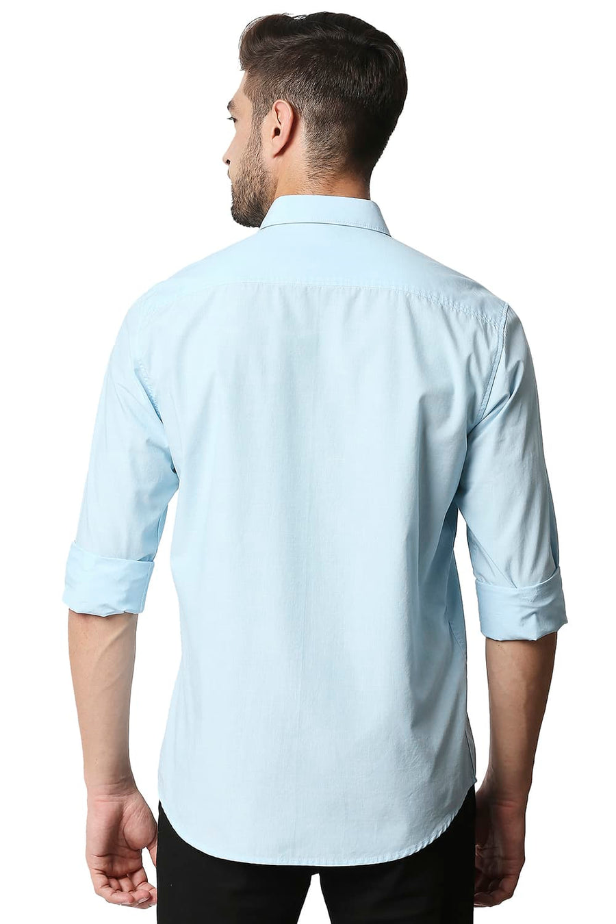 BASICS SLIM FIT CORYDALIS AQUA FIL-A-FIL SHIRT