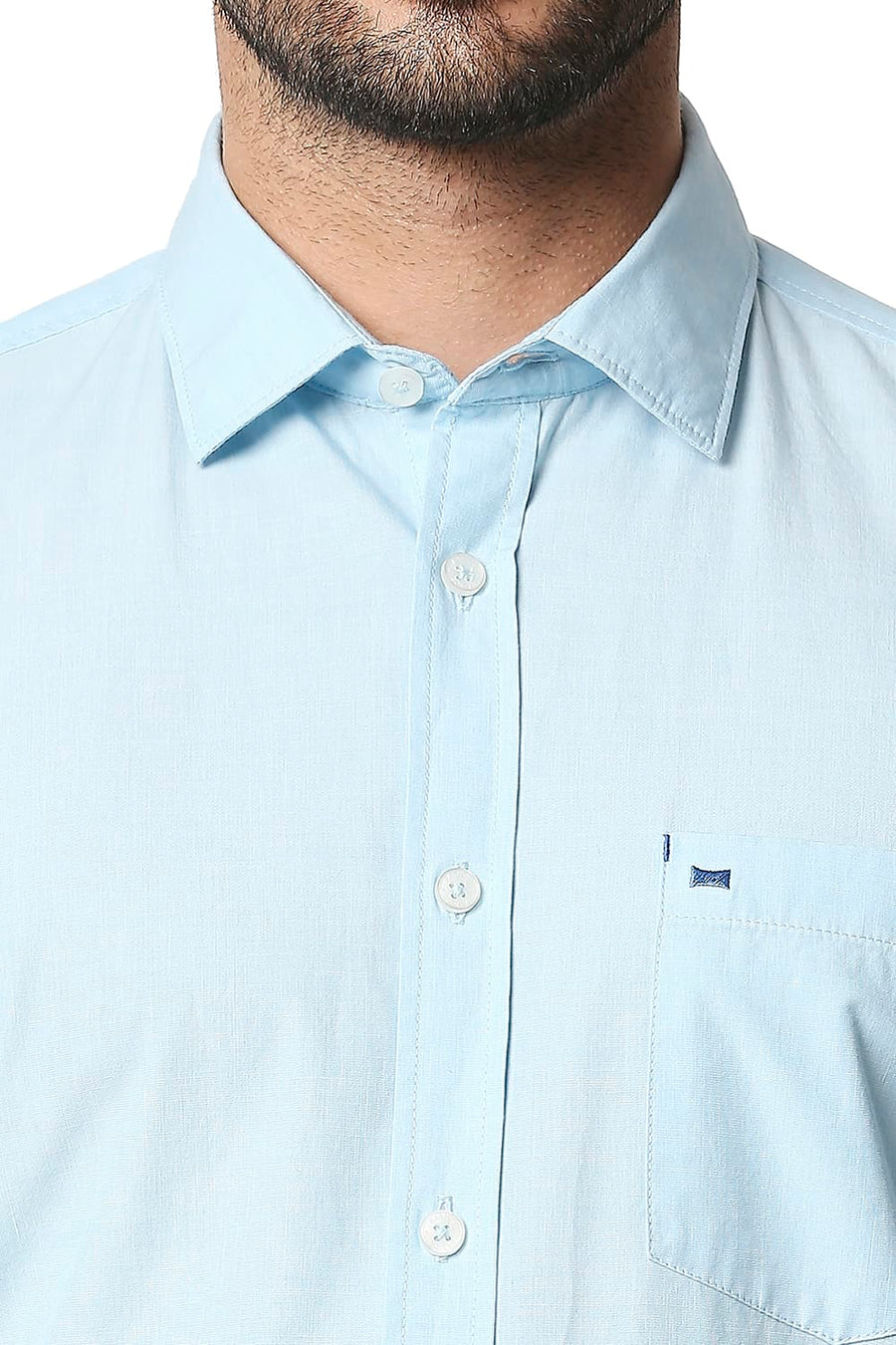 BASICS SLIM FIT CORYDALIS AQUA FIL-A-FIL SHIRT