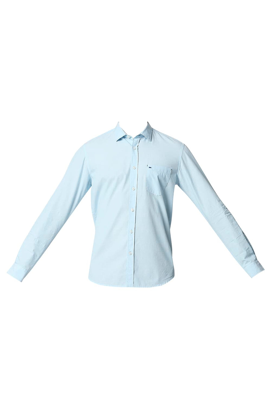 BASICS SLIM FIT CORYDALIS AQUA FIL-A-FIL SHIRT