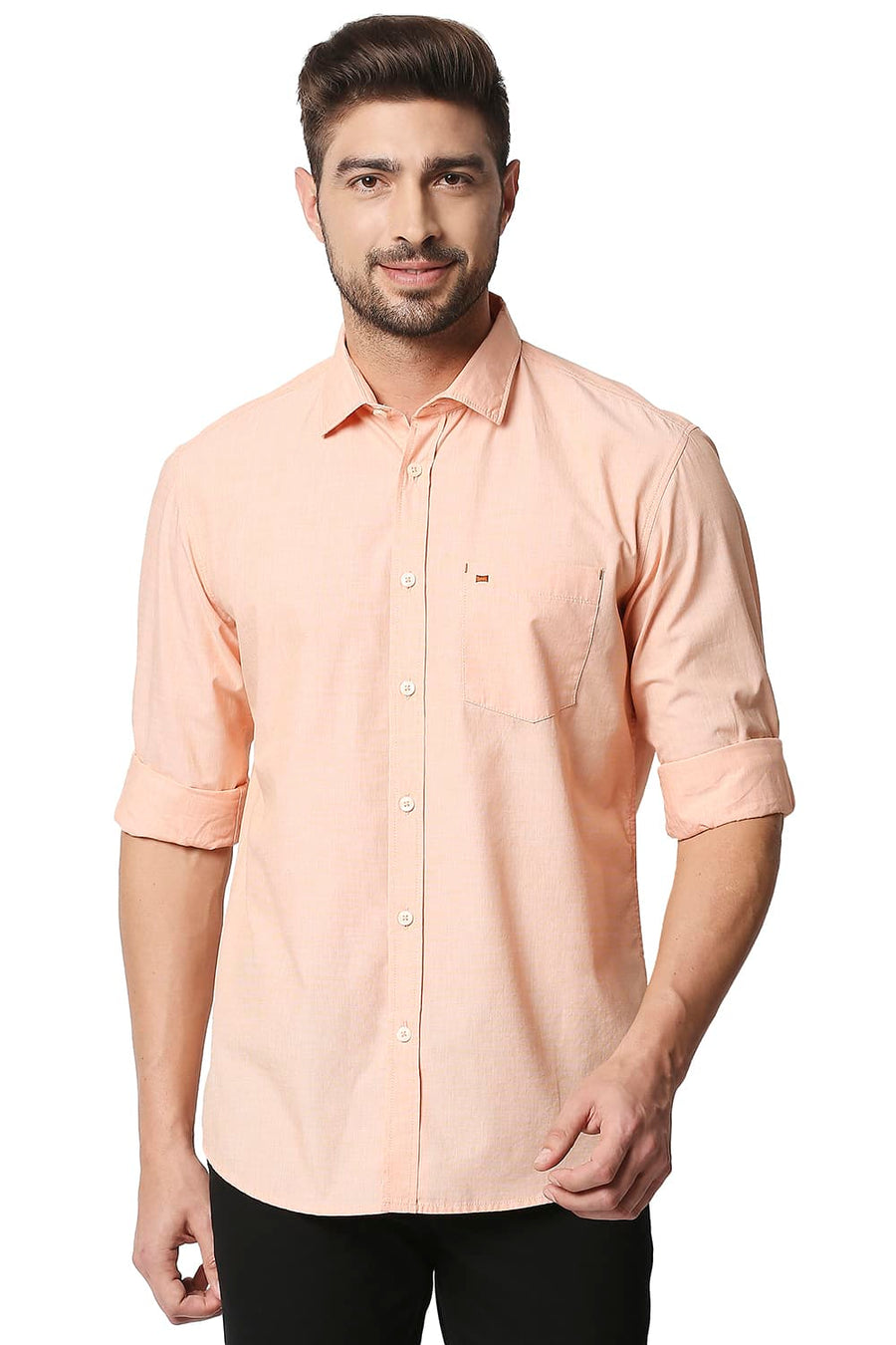 BASICS SLIM FIT ORANGE NECTAR FIL-A-FIL SHIRT