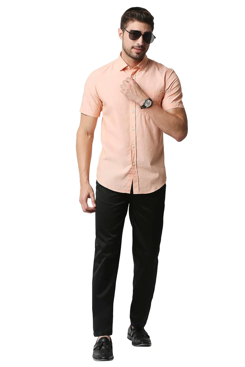 BASICS SLIM FIT FIL-A-FIL HALFSLEEVES SHIRT