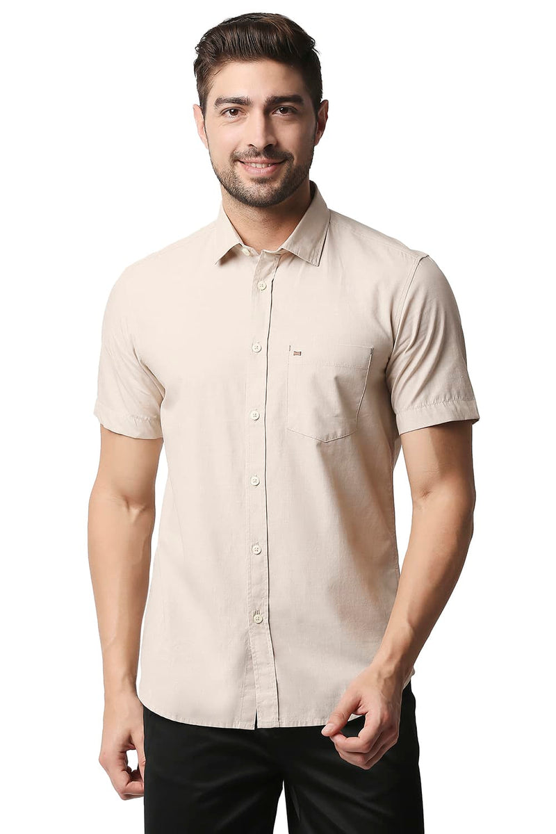 BASICS SLIM FIT FIL-A-FIL HALFSLEEVES SHIRT