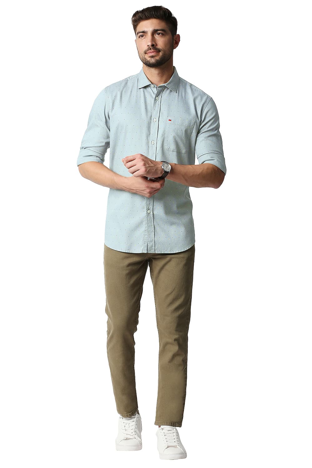 BASICS SLIM FIT DOBBY PRINTED SHIRT