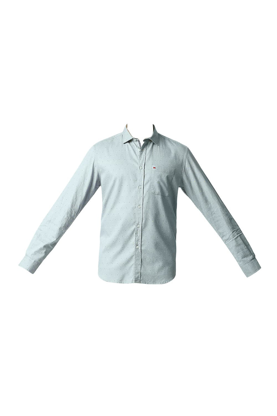 BASICS SLIM FIT QUARRY GREY DOBBY PRINTED SHIRT