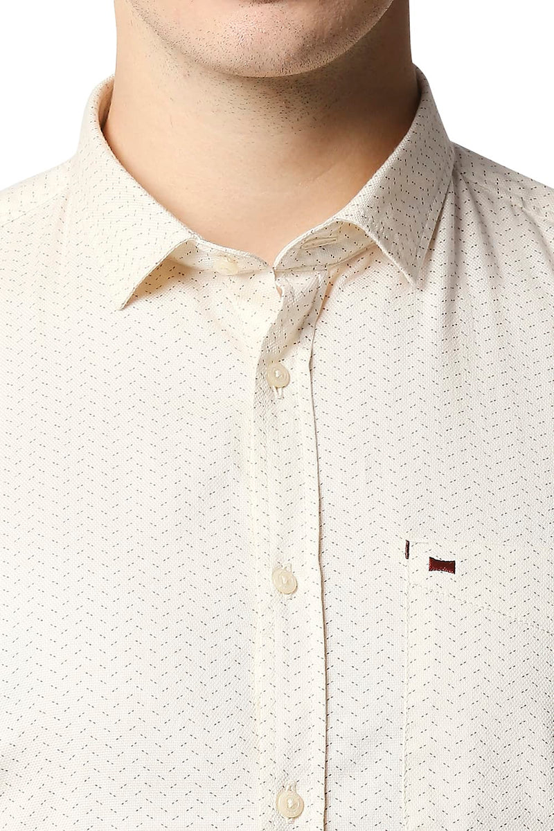 BASICS SLIM FIT DOBBY PRINTED HALFSLEEVES SHIRT