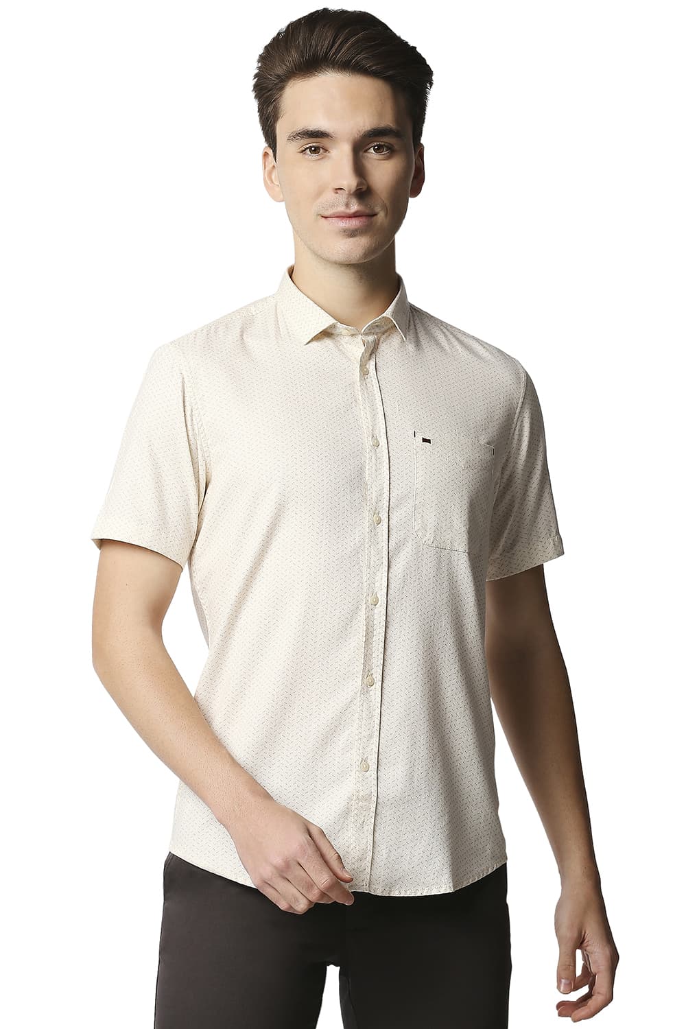 BASICS SLIM FIT DOBBY PRINTED SHIRT