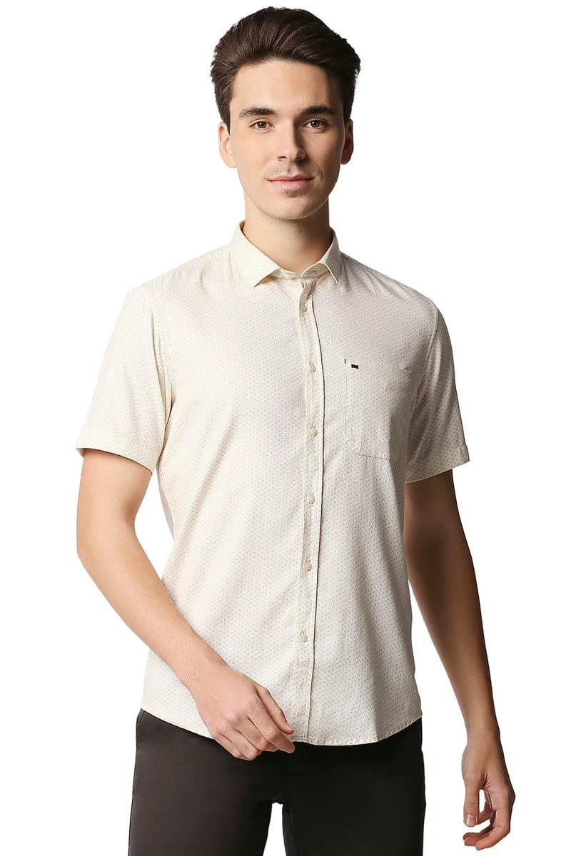 BASICS SLIM FIT DOBBY PRINTED SHIRT