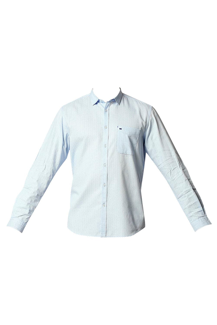 BASICS SLIM FIT BABY BLUE DOBBY PRINTED SHIRT