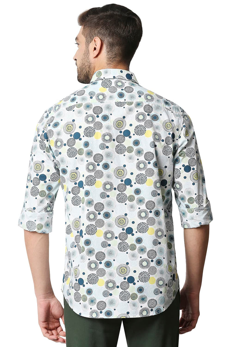 BASICS SLIM FIT POPLIN PRINTED SHIRT