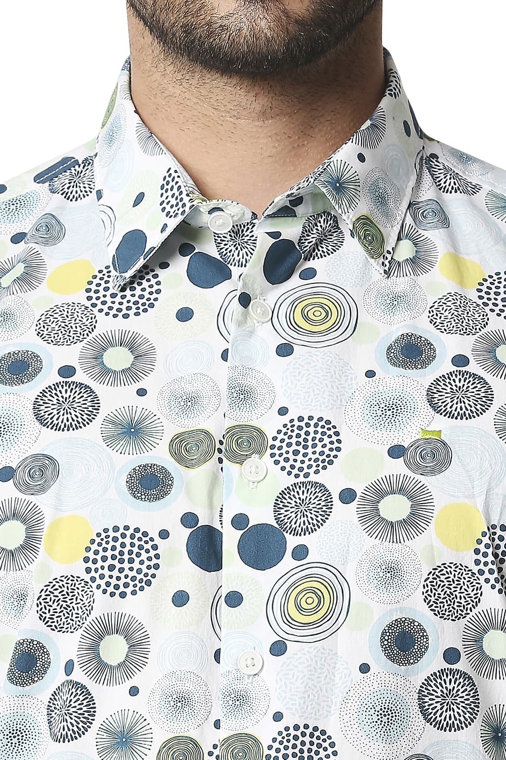 BASICS SLIM FIT POPLIN PRINTED SHIRT