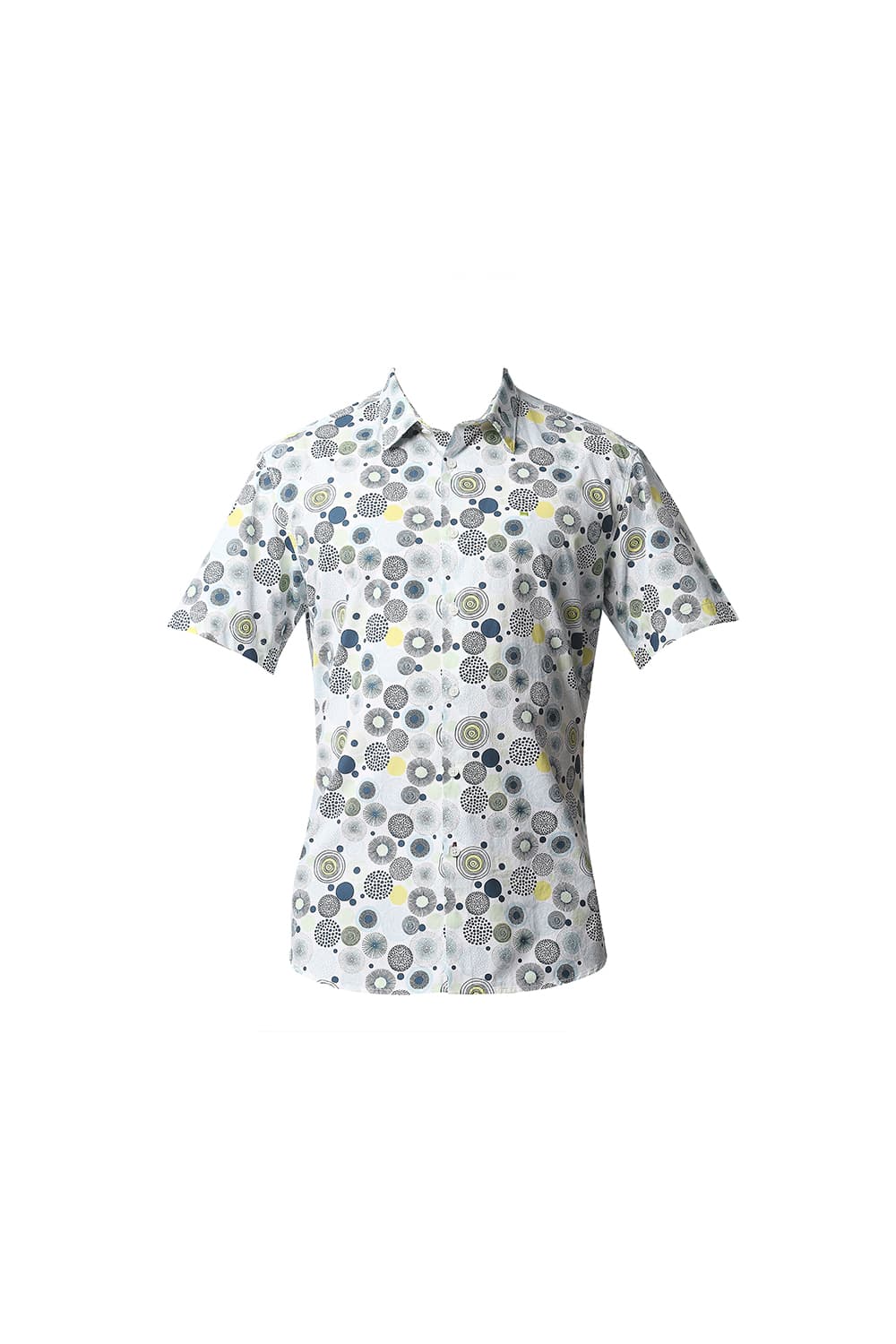 BASICS SLIM FIT POPLIN PRINTED HALFSLEEVES SHIRT