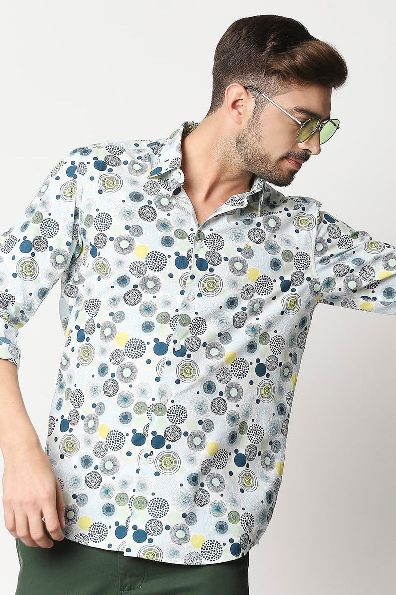 Slim Fit Poplin Printed Shirt