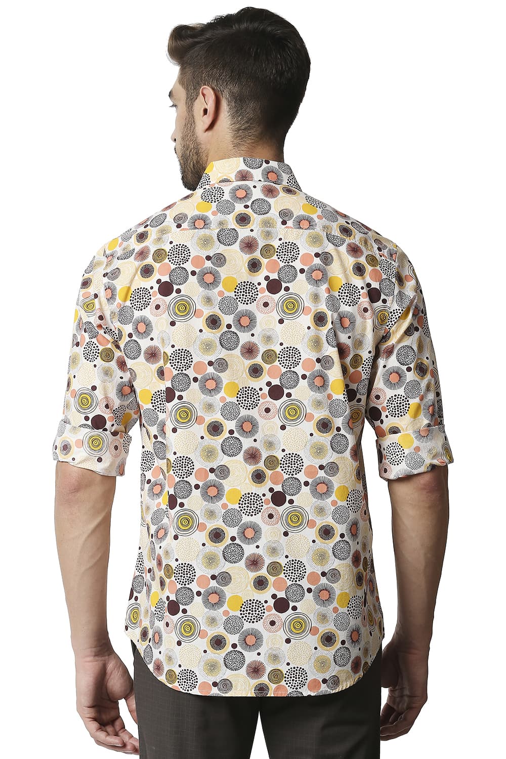 BASICS SLIM FIT POPLIN PRINTED SHIRT