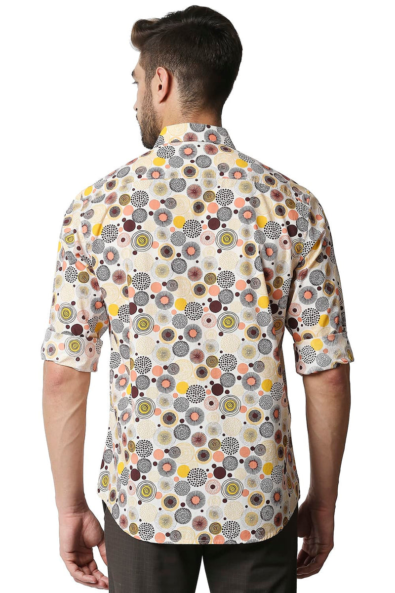 BASICS SLIM FIT POPLIN PRINTED SHIRT