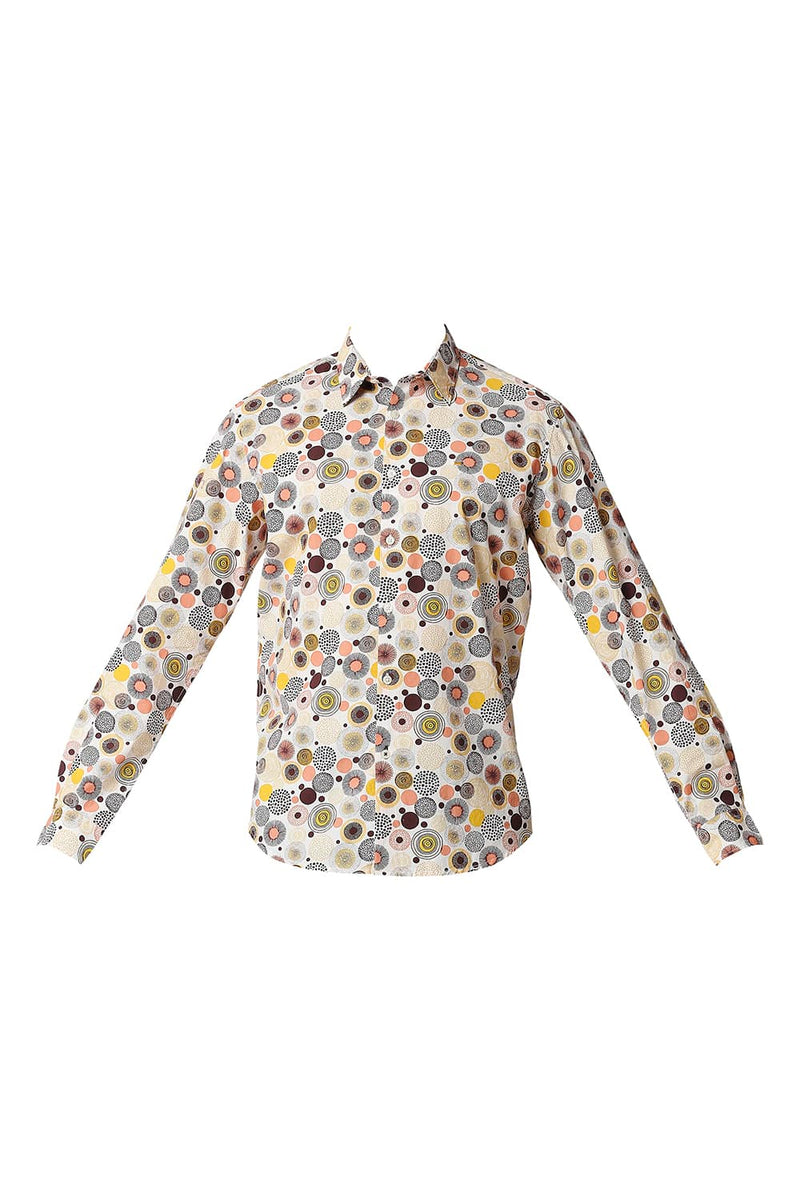 BASICS SLIM FIT POPLIN PRINTED SHIRT