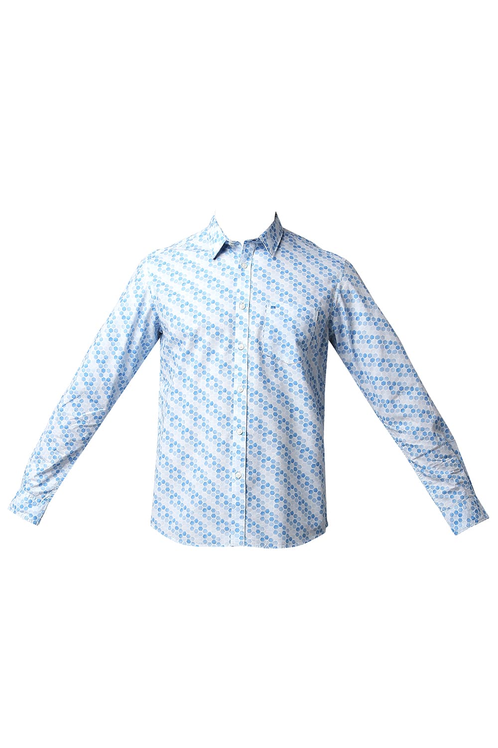 BASICS SLIM FIT POPLIN PRINTED SHIRT