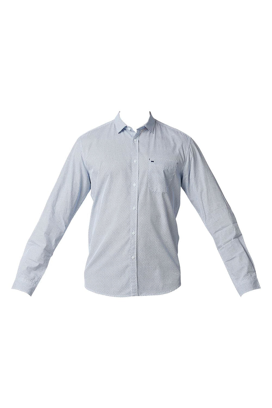 BASICS SLIM FIT OLYMPIAN BLUE POPLIN PRINTED SHIRT