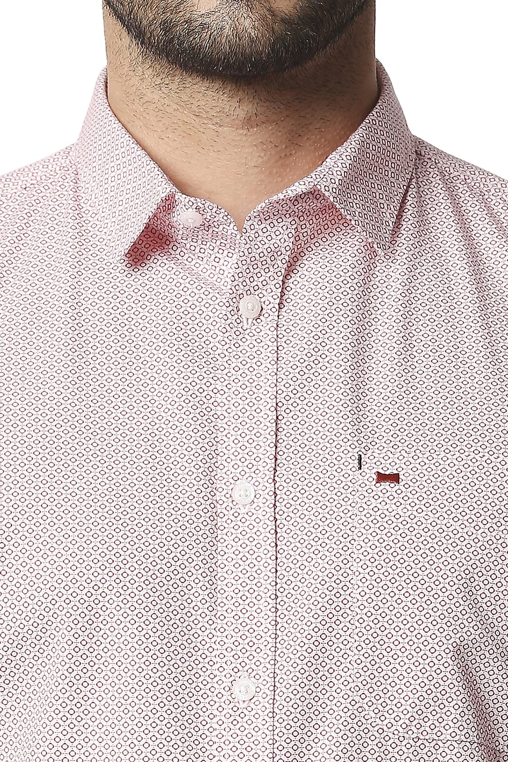 BASICS SLIM FIT POPLIN PRINTED SHIRT