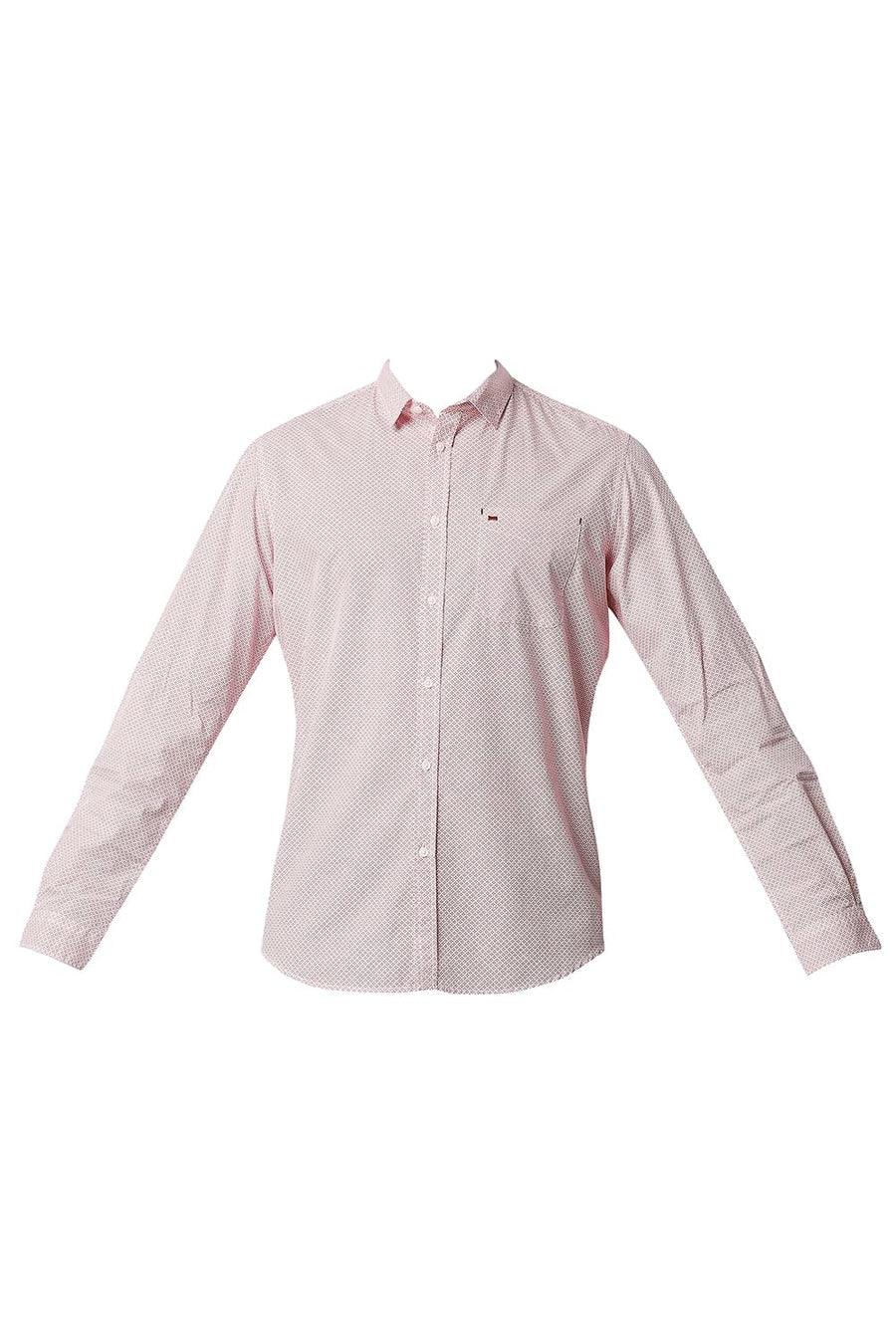 BASICS SLIM FIT ROCOCCO RED POPLIN PRINTED SHIRT