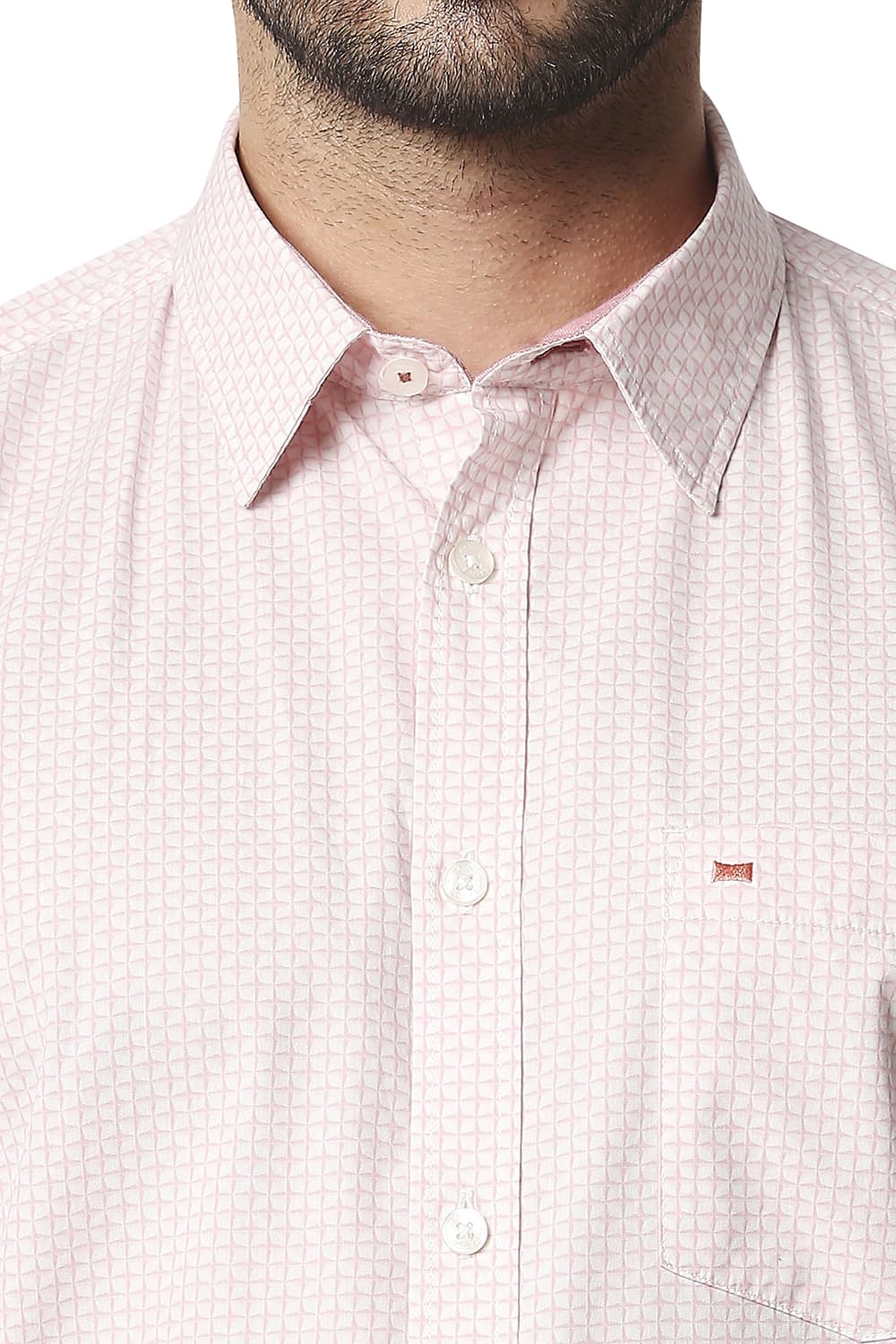 BASICS SLIM FIT POPLIN PRINTED SHIRT