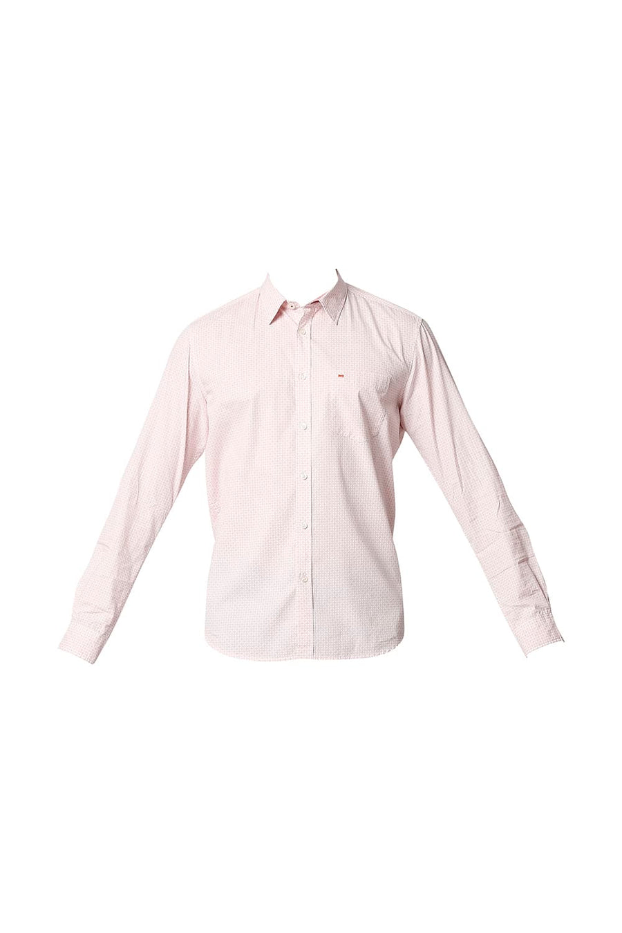 BASICS SLIM FIT POWDER PINK POPLIN PRINTED SHIRT