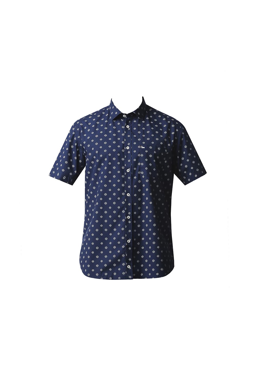 BASICS SLIM FIT POPLIN PRINTED HALFSLEEVES SHIRT