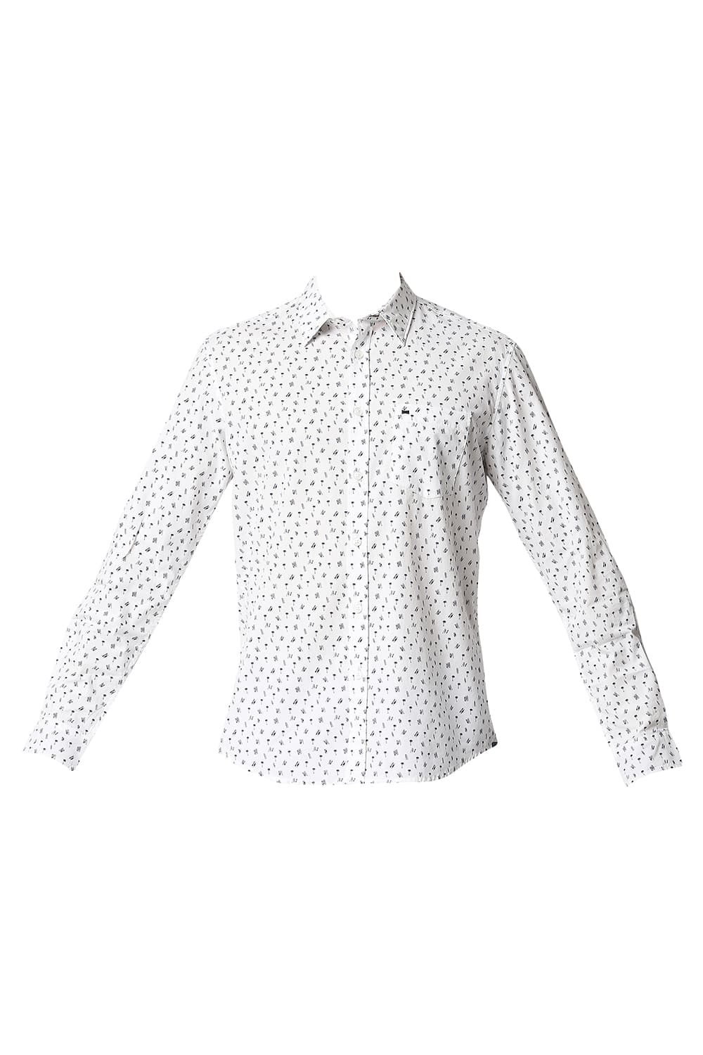 BASICS SLIM FIT POPLIN PRINTED SHIRT