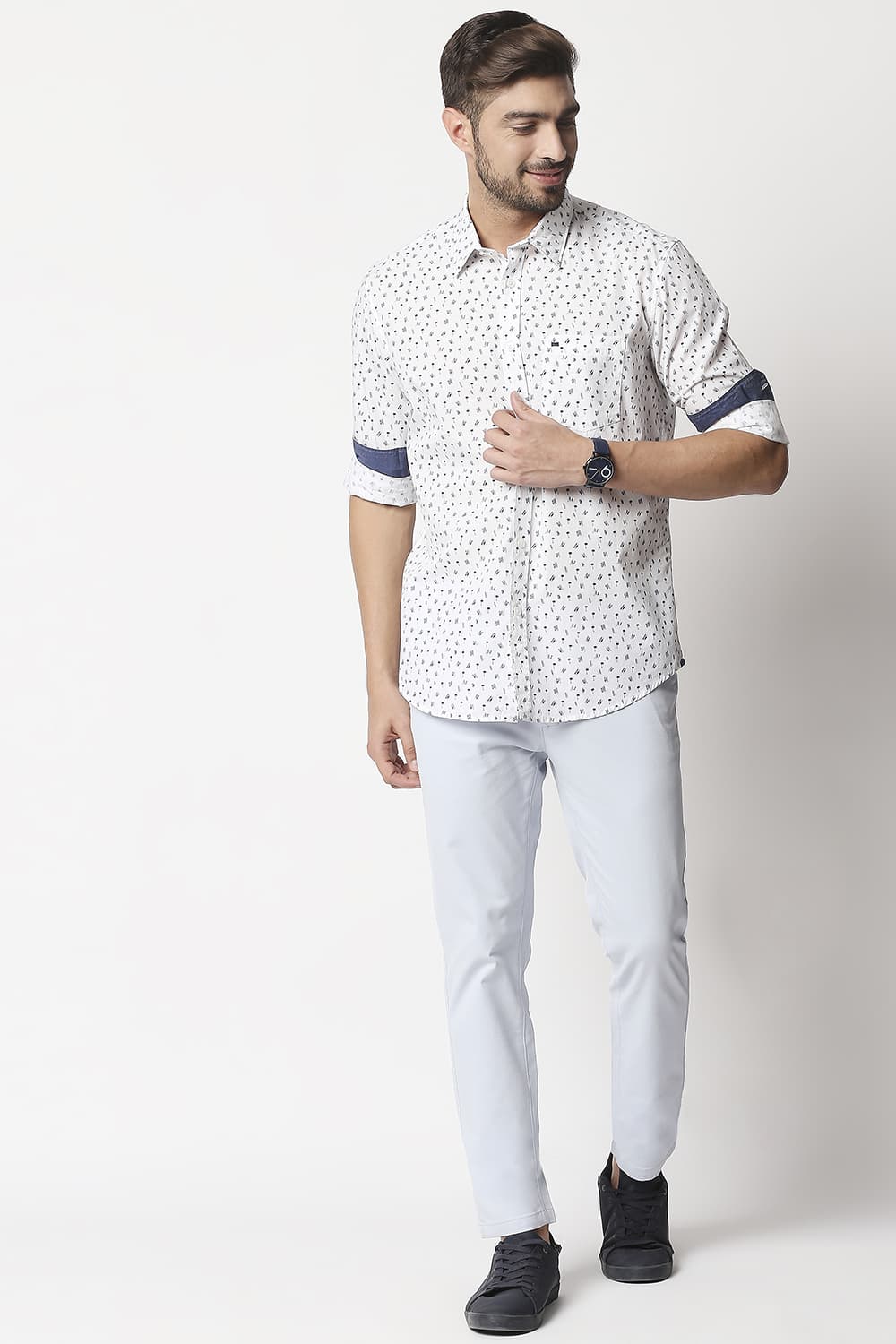 Slim Fit Poplin Printed Shirt