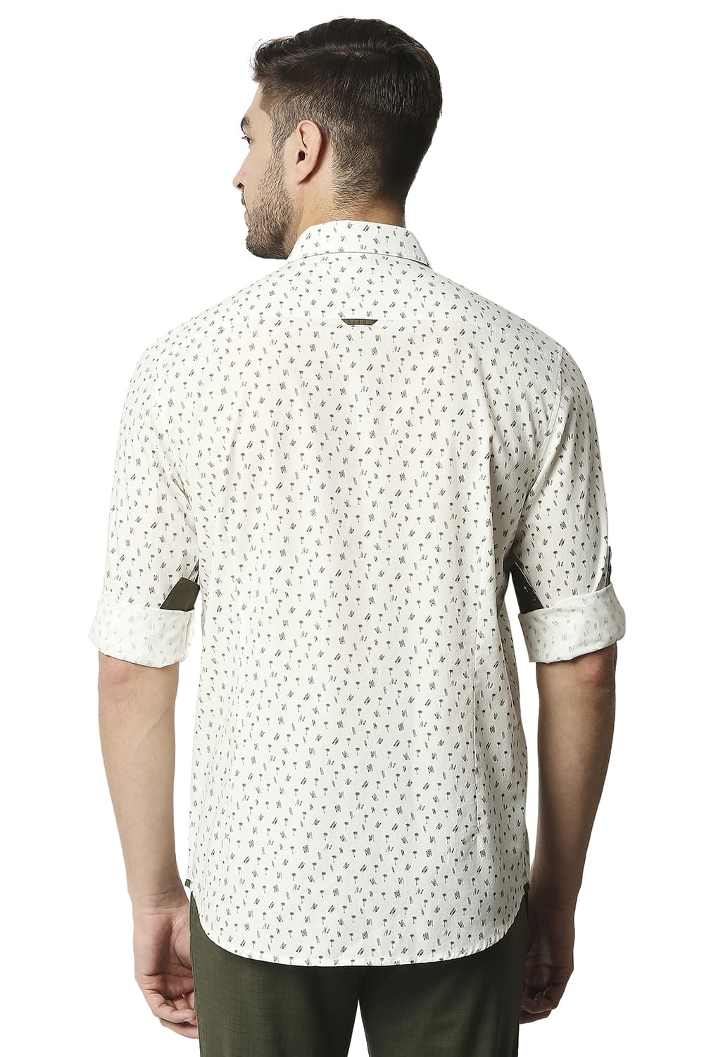 BASICS SLIM FIT POPLIN PRINTED SHIRT