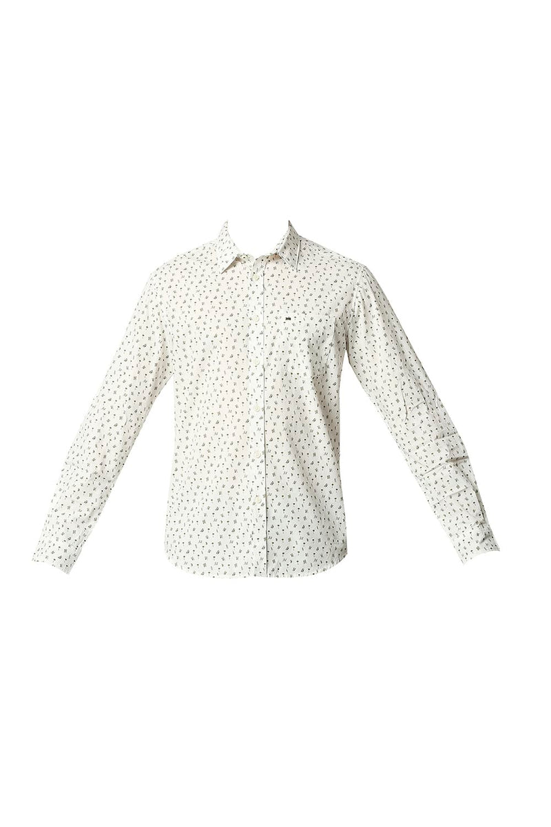 BASICS SLIM FIT POPLIN PRINTED SHIRT