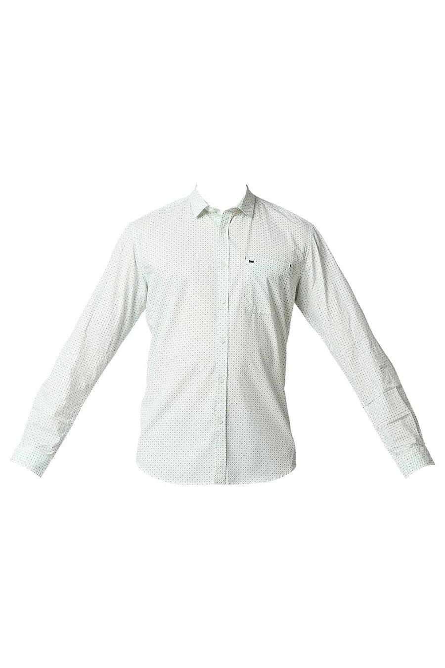 BASICS SLIM FIT CAMEO GREEN POPLIN PRINTED SHIRT