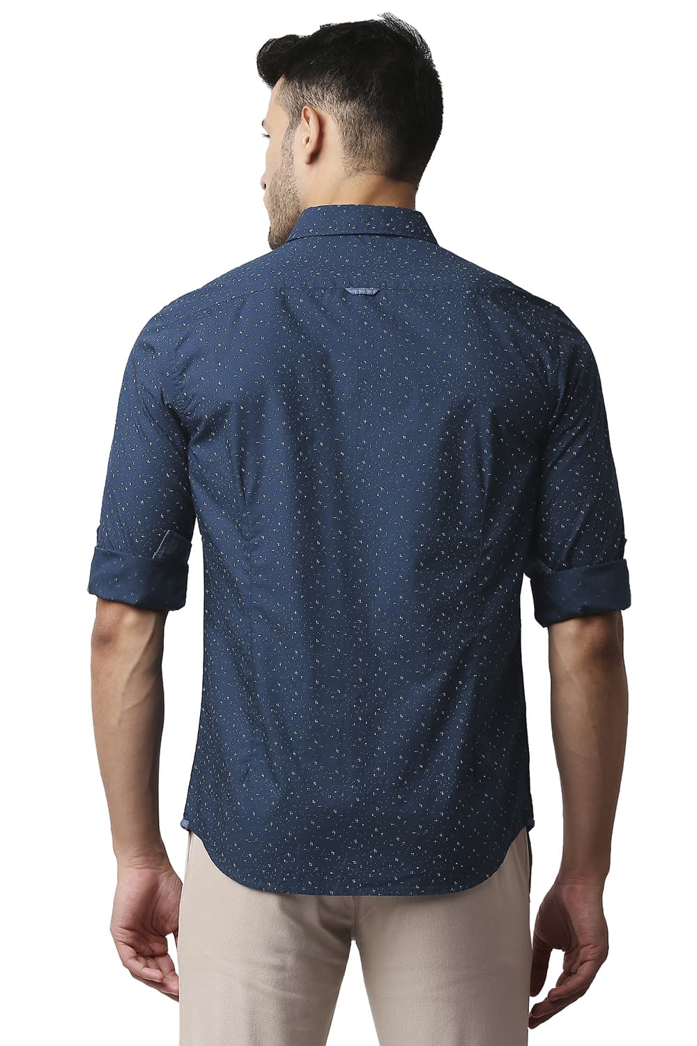 BASICS SLIM FIT POPLIN PRINTED SHIRT