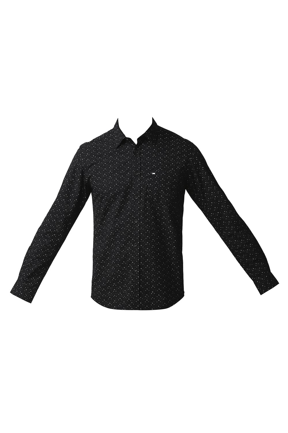 BASICS SLIM FIT POPLIN PRINTED SHIRT