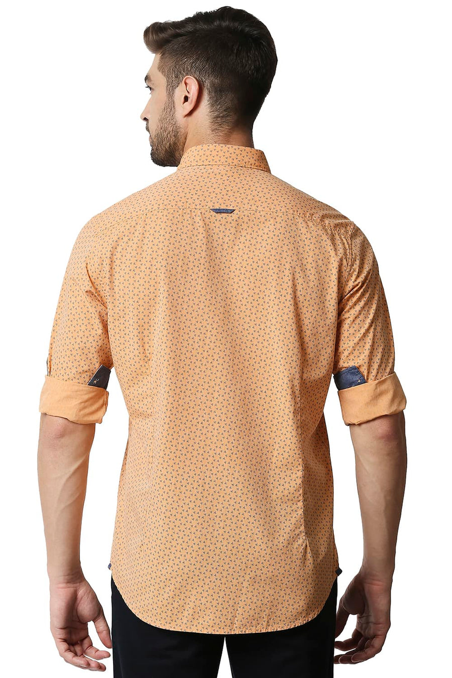 BASICS SLIM FIT MOCK ORANGE FIL-A-FIL PRINTED SHIRT